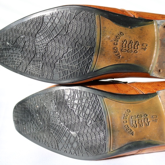 Vero Cuoio NIKE Collection Brown Leather Dress Shoes Loafers Slip On Mens Sz 40 - Picture 12 of 15